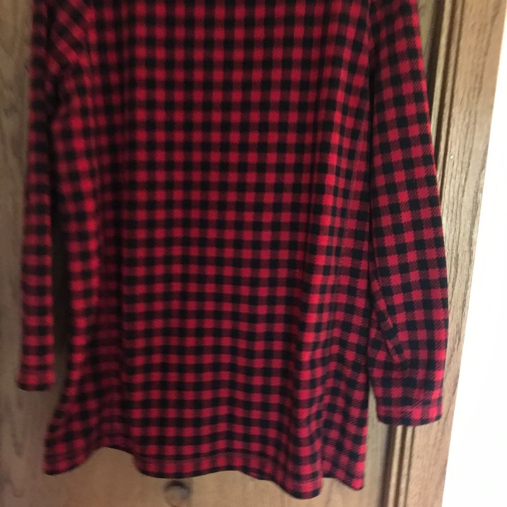 LANDS END RED BUFFALO CHECK TUNIC